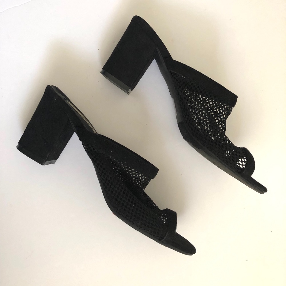 Suede mesh mules